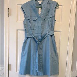 NWT White House Black Market Outlet Blue Striped Dress, fit and flare, Size 12